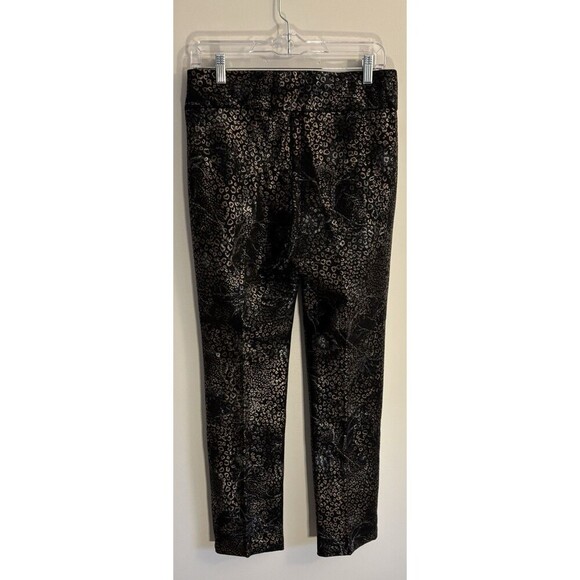 SOFT SURROUNDINGS Mixte Pants Womens Medium Black Metallic Leopard Ankle Stretch - Picture 3 of 10